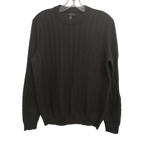 Merino Wool Alfani Sweater Men Sz M Brown Knit Solid Crew Pullover Preppy Sporty - Picture 1 of 7
